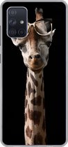 Geschikt voor Samsung Galaxy A51 hoesje - Giraffe - Bril - Zwart - Siliconen Telefoonhoesje