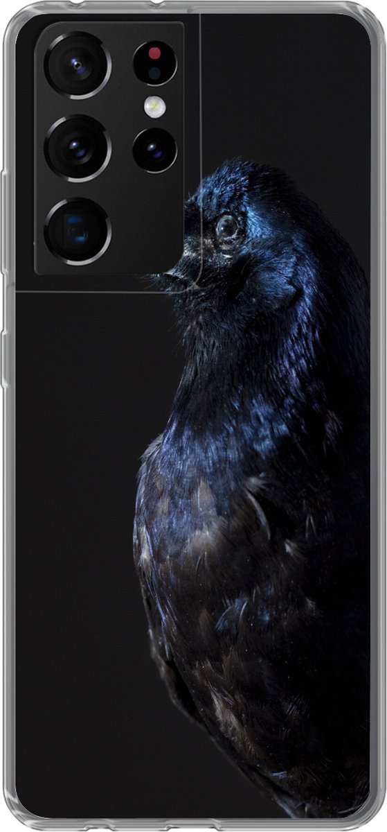 Telefoonhoesje Geschikt voor Samsung Galaxy S21 Ultra hoesje - Vogel - Dieren - Zwart - Siliconen Telefoonhoesje Telefoonhoesje