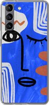 Geschikt voor Samsung Galaxy S21 hoesje - Gezicht - Blauw - Abstract - Siliconen Telefoonhoesje