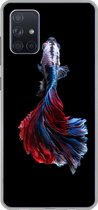 Geschikt voor Samsung Galaxy A51 5G hoesje - Vis - Staart - Zwart - Siliconen Telefoonhoesje