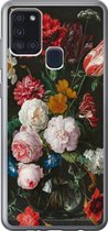 Geschikt voor Samsung Galaxy A21s hoesje - Stilleven met bloemen in een glazen vaas - Schilderij van Jan Davidsz. de Heem - Siliconen Telefoonhoesje