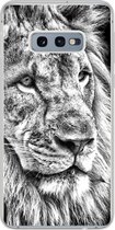 Coque Samsung Galaxy S10e - Portrait - Lion - Zwart - Siliconen