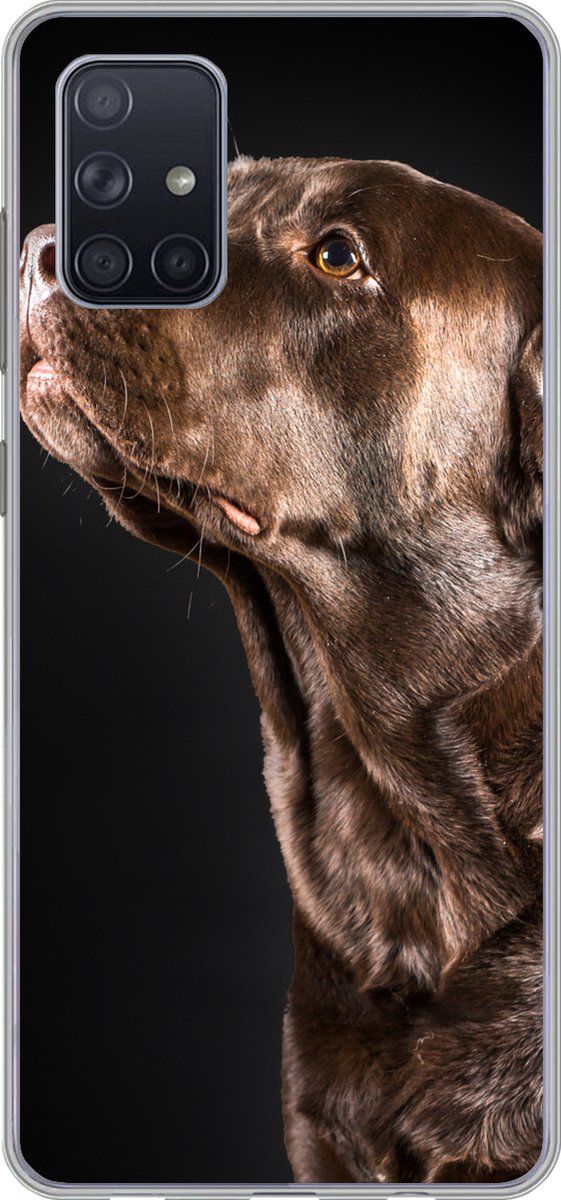 Telefoonhoesje Geschikt voor Samsung Galaxy A51 hoesje - Hond - Bruin - Portret - Siliconen Telefoonhoesje Telefoonhoesje