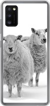 Geschikt voor Samsung Galaxy A41 hoesje - Schapen - Sneeuw - Wit - Siliconen Telefoonhoesje
