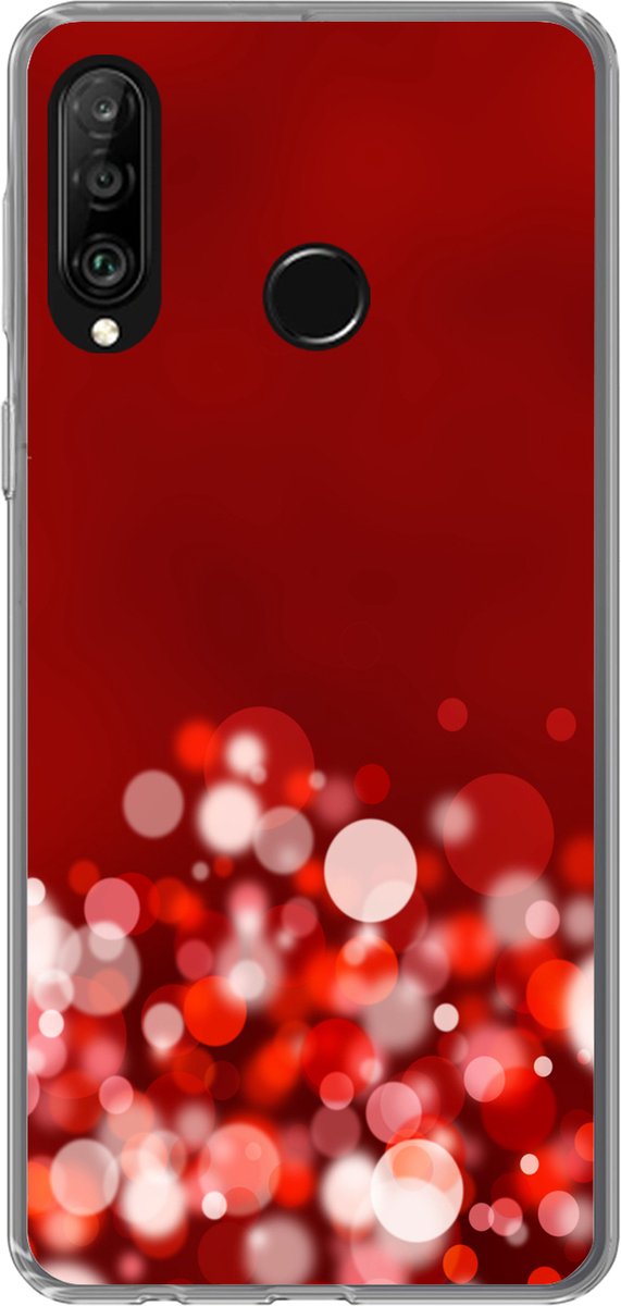 Telefoonhoesje Geschikt voor Huawei P30 Lite hoesje - Rood - Design - abstract - Licht - Siliconen Telefoonhoesje Telefoonhoesje