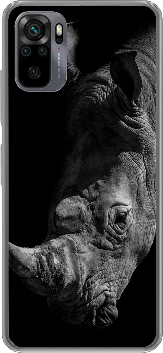 Telefoonhoesje Geschikt voor Xiaomi Geschikt voor Redmi Note 10S hoesje - Neushoorn - Wild dier - Portret - Siliconen Telefoonhoesje Telefoonhoesje