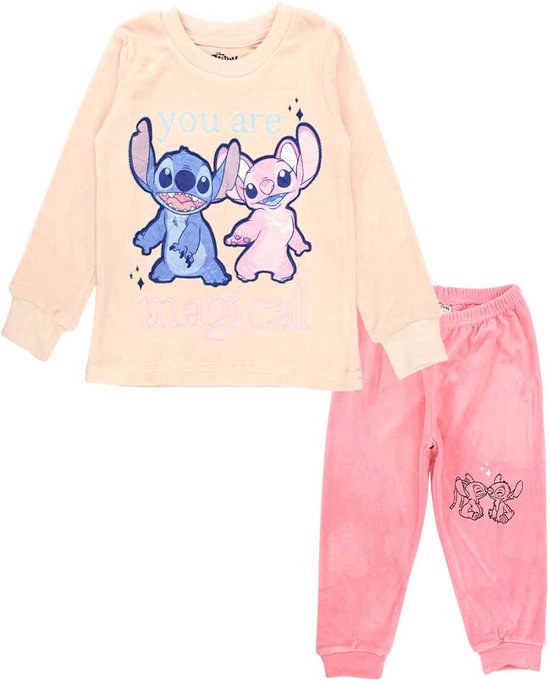 Disney Pyjama - Fleece - Pyjamaset - Lilo & Stitch - Roze - Maat 104/110 - 4/5 Jaar