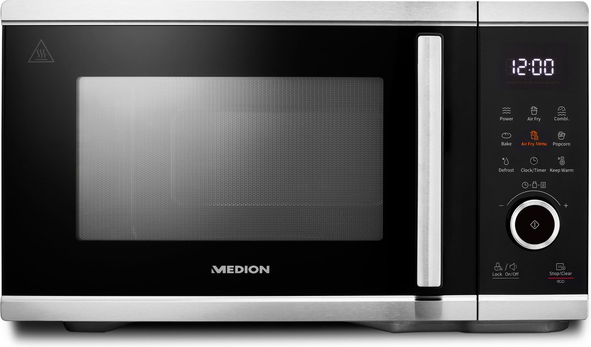 Medion Combi Magnetron (MD11499) - Hetelucht Oven & Airfryer Functie - 25 Liter - 900 Watt - Hetelucht Oven - Heteluchtfriteuse - 9 automatische Programmas - Zilver/Zwart