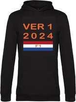Zwarte HOODIE UNISEX Max Verstappen 2024 Formule 1 Oranje Fan - Maat xlarge