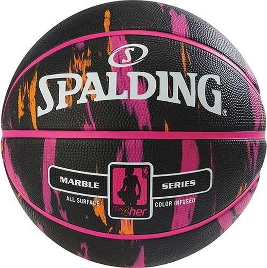 Spalding NBA 4Her Marble - Basketbal - Maat 6 - Outdoor - Zwart Roze Oranje  | bol.com