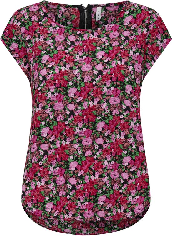 Only T-shirt Onlvic S/s Aop Top Noos PTM 15161116 Noir/rosie Pink Femme Taille - 36