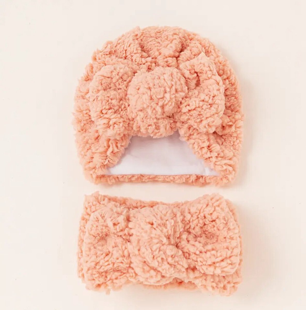 Goedkoopste baby muts sjaal - set - meisje - muts - teddy - sjaal - oud roze - kraamcadeau