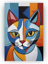 Kat Picasso stijl poster - Abstract poster - Wanddecoratie kat - Moderne poster - Slaapkamer poster - Decoratie woonkamer - 50 x 70 cm