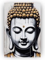 Boeddha Banksy stijl - Dripart schilderij op canvas - Schilderij op canvas Banksy - Moderne schilderijen - Canvas schilderij woonkamer - Kantoor accessoires - 60 x 90 cm 18mm