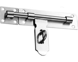 Boxus Schuifslot RVS - 200 x 40 mm - Stevig slot voor schuur poort berging tuinhuis deur kast lade - Met oog voor hangslot - Deurgrendel met massieve schuif