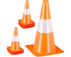 Cônes Relaxdays lot de 12 - cône de signalisation orange - cône barrière - pylône de foot - agilité