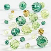 Glaskralen - Hobbykralen - Glasbeads - Sieraden Maken - Mix Groen Glitter - Afm. 4-12mm - Gatgrootte: 1, 2, 5mm - Creotime - 45 stuks