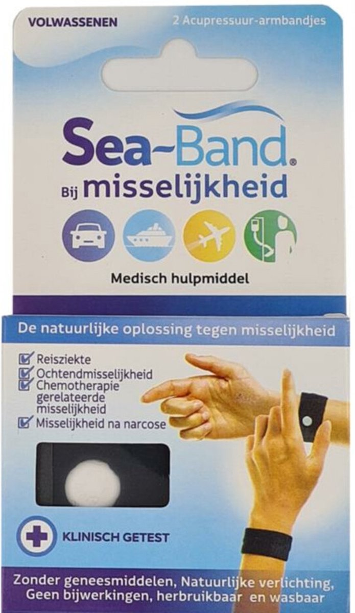 Goedkoopste Seaband Volwassenen- Acupressure - Volwassenen – Polsband- 2 stuks - Zwart