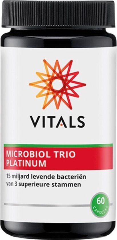 Vitals Microbiol Trio Platinum - 60 capsules - Biotica. 15 miljard levende bacteriën van 3 superieure stammen per capsule.