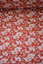 Tissu voile souple marron-rouge avec fleurs et texture 1 mètre - tissus de mode à coudre - tissus Stoffenboetiek