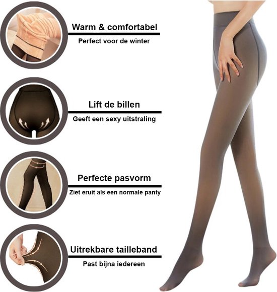 Collant Polaire Femme Effet Transparent - Thermique, Taille Haute, Noir, Pour L'hiver 5-20°C