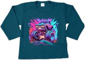 Shirt kind - Shirt met print Monster Truck - Patrol Blauw - Stoer shirt met lange mouwen - Maat 98