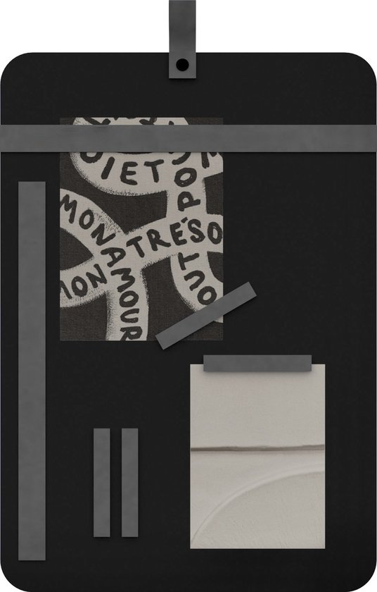 Magneetbord 50x35 Handles and more® DONKERGRIJS / zwart staal