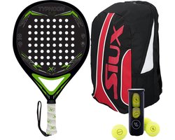 XQMax Padel Racket Typhoon - met Padel Tas en 3 Padel Ballen - Lichtgewicht Padelracket - Ronde vorm - Sweetspot - Geschikt voor Alle Niveaus - Cadeau