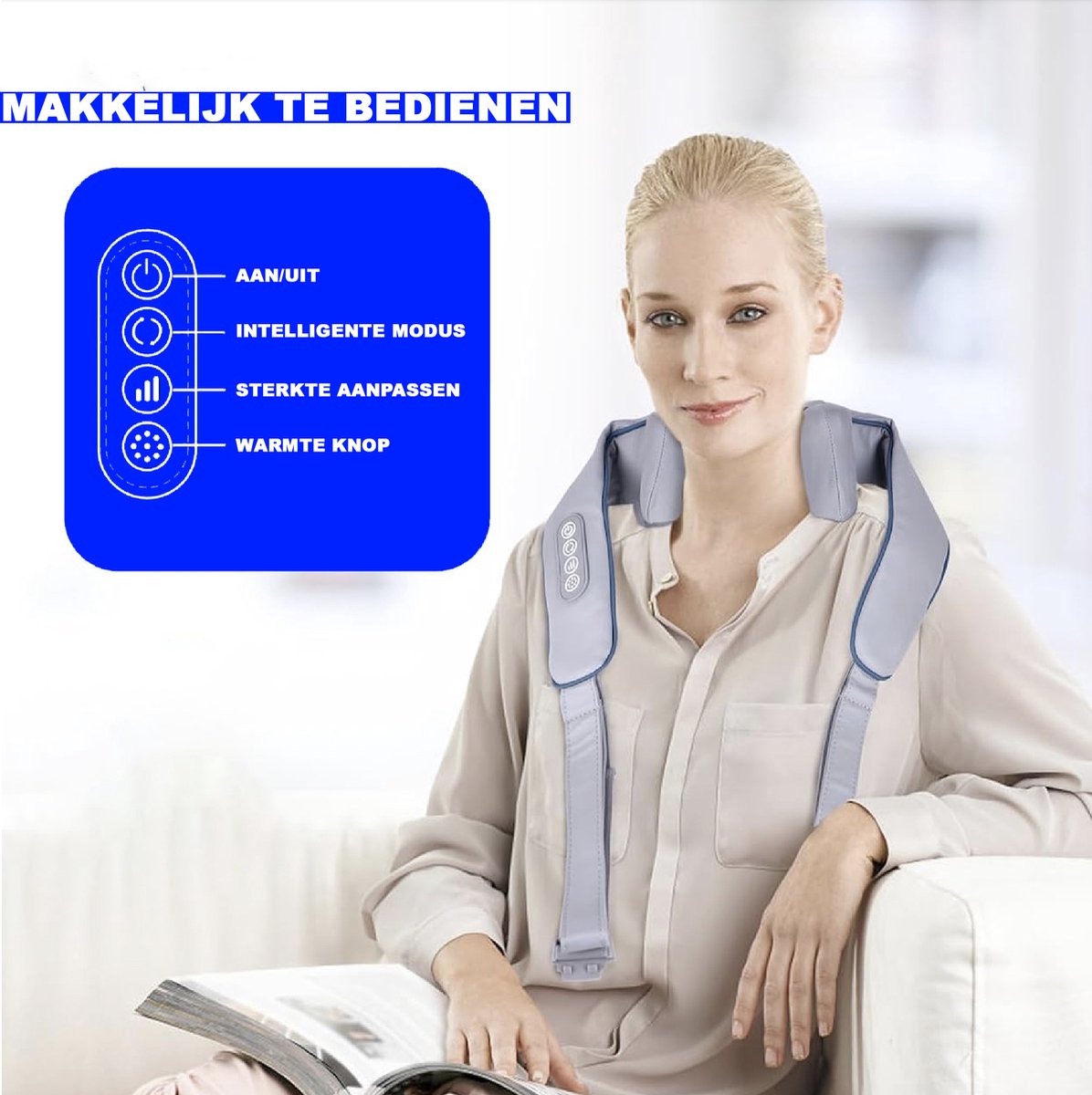 Afbeelding 3 van Nekmassage Apparaat - 4 in 1 - Massage Apparaat - Nek En Rug - Schouder - Beenmassage - Betere Bloedsomloop - Healing Hands Neck Massager - Draadloos - Zensoothe massage