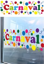 Carnaval/party decoratie raamsticker - gekleurde letters - versiering - 75 x 25 cm