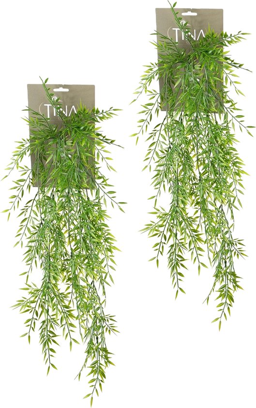 Louis Maes kunstplanten - 2x - Bamboe - groen - hangende takken bos van 175 cm