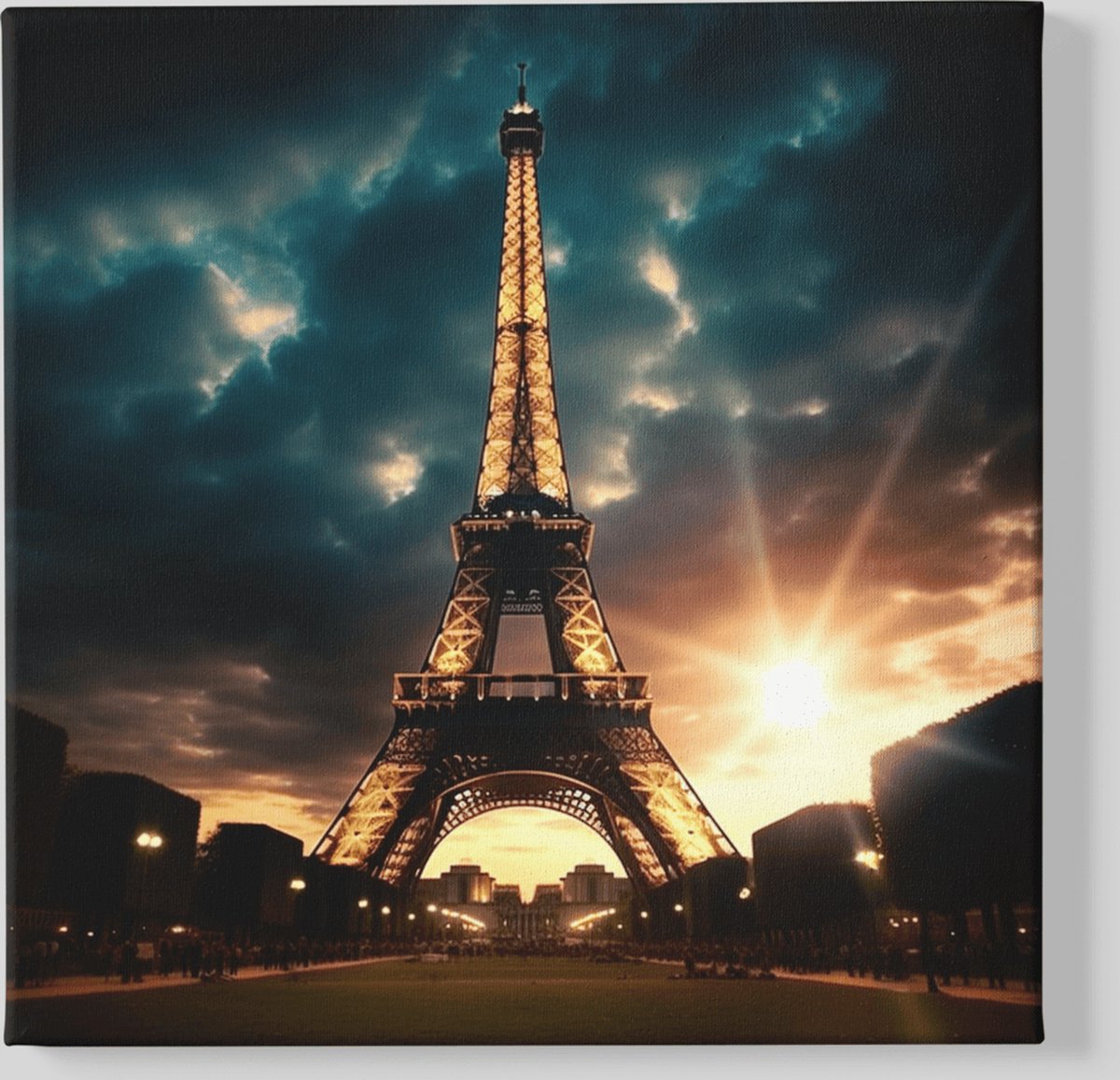 Canvas - Schilderij - Eiffeltoren - Parijs - Wanddecoratie - 100x100x2 cm