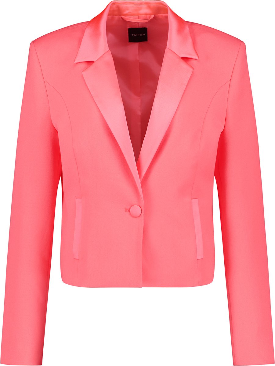 TAIFUN Dames Korte blazer met satijnen garneersel Neon Pink-46