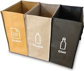 DiverseGoods - Afvalscheidingssysteem met 3 compartimenten voor het recyclen van glasafval, oud papier, plastic - Grote opvangbakken voor afvalopslag in de keuken