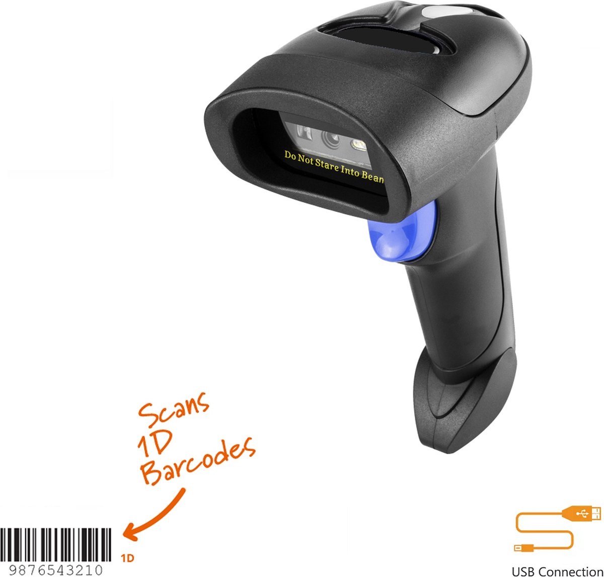 Radall Professionele USB Barcode Scanner V2.0 | USB Aansluiting| Universeel | Handscanner | 1D Lezer| Zwart