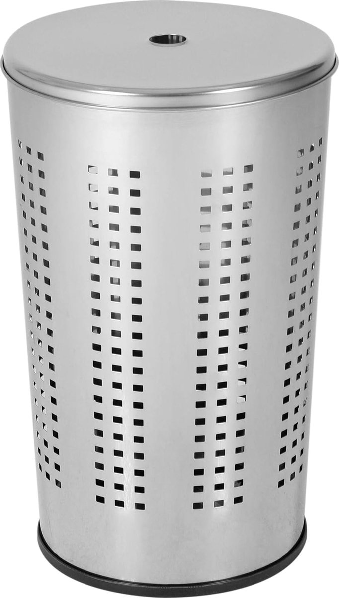 Goedkoopste Wasmand van verchroomd materiaal, 35 x 35 x 58 cm, 50 liter, kan dankzij het neutrale design ook als prullenmand gebruikt worden