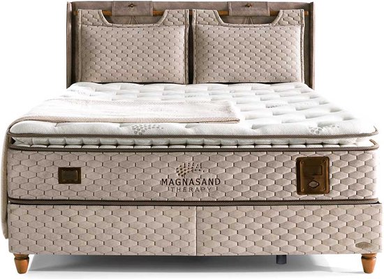 Bambi Magnasand - boxspring bed met opbergruimte - boxspring 140x200 - incl. luxe matras en hoofdbord