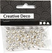 Perles - Perles - Imitation - Argent - Faire de la joaillerie - Perles argentées - Diamètre : 8 mm - Taille du trou : 1 mm - Creotime - 50 pièces