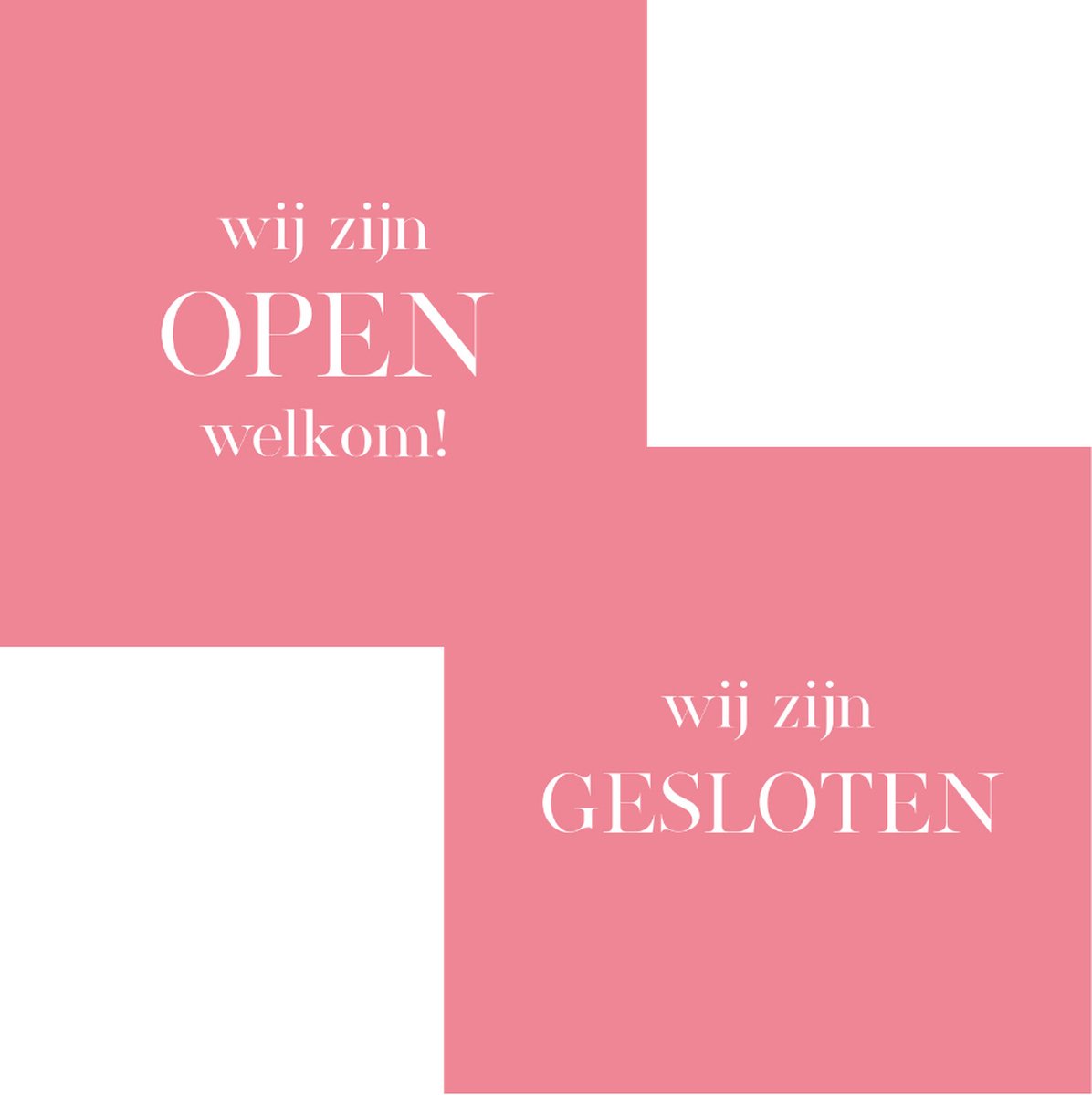 Open / Gesloten Bordje voor winkel of bedrijf Hot Pink | Deurbordje | 25 x 25 cm | Dubbelzijdig | Inclusief koord & zuignap