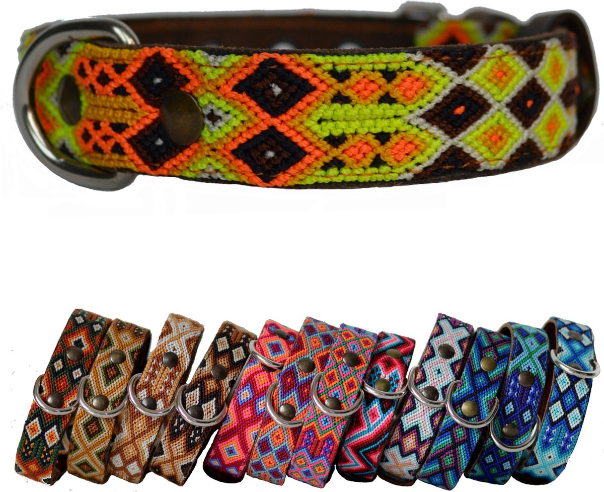 Bohemi Ibiza honden halsband, maat Small, 27 - 33cm, Leer