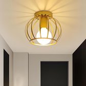 Goeco Plafondlamp - 19.5cm - Klein - E27 - Vintage Gouden Industriële Plafondlamp - Lamp Niet Inbegrepen