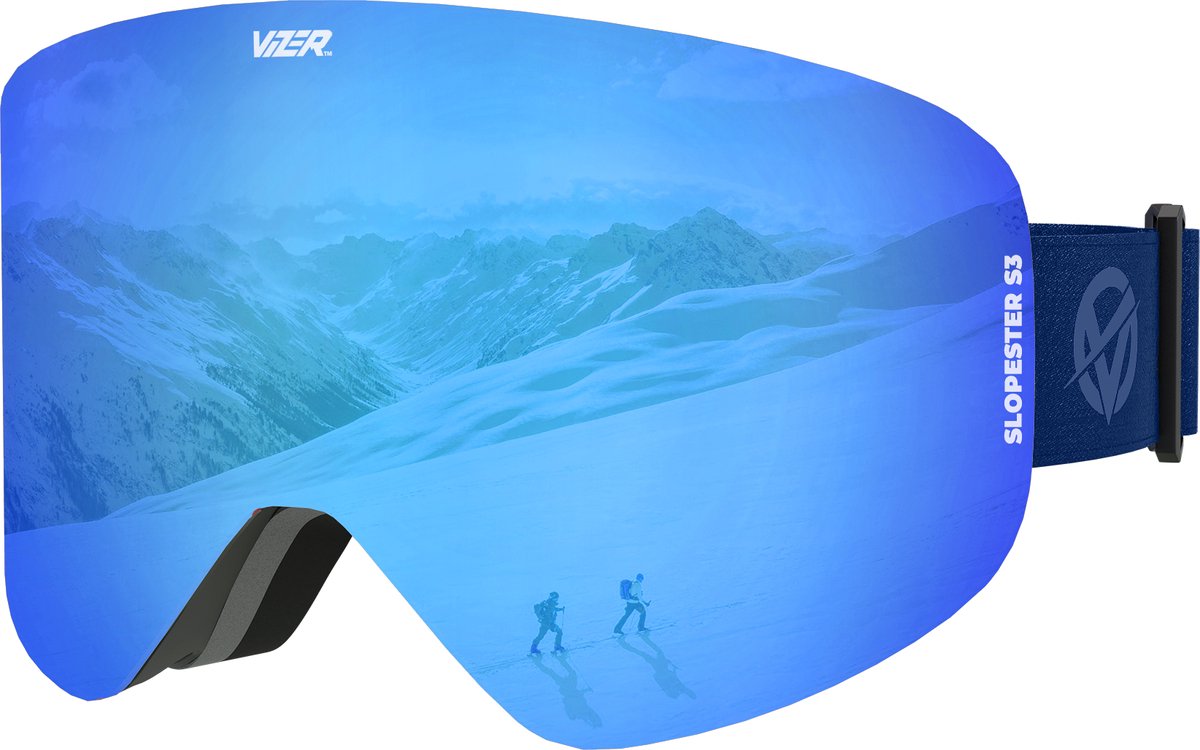 VAIN Vizer Azure Slopester – Blauwe Skibril – Anti-fog - UV400 - Magnetisch