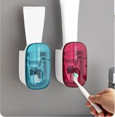2 STUKKEN!!!(Blauw+Roze) Automatische Tandpasta Dispenser Badkamer Accessoires Muur Mount Luie Tandpasta Squeezer Tandenborstel Houder