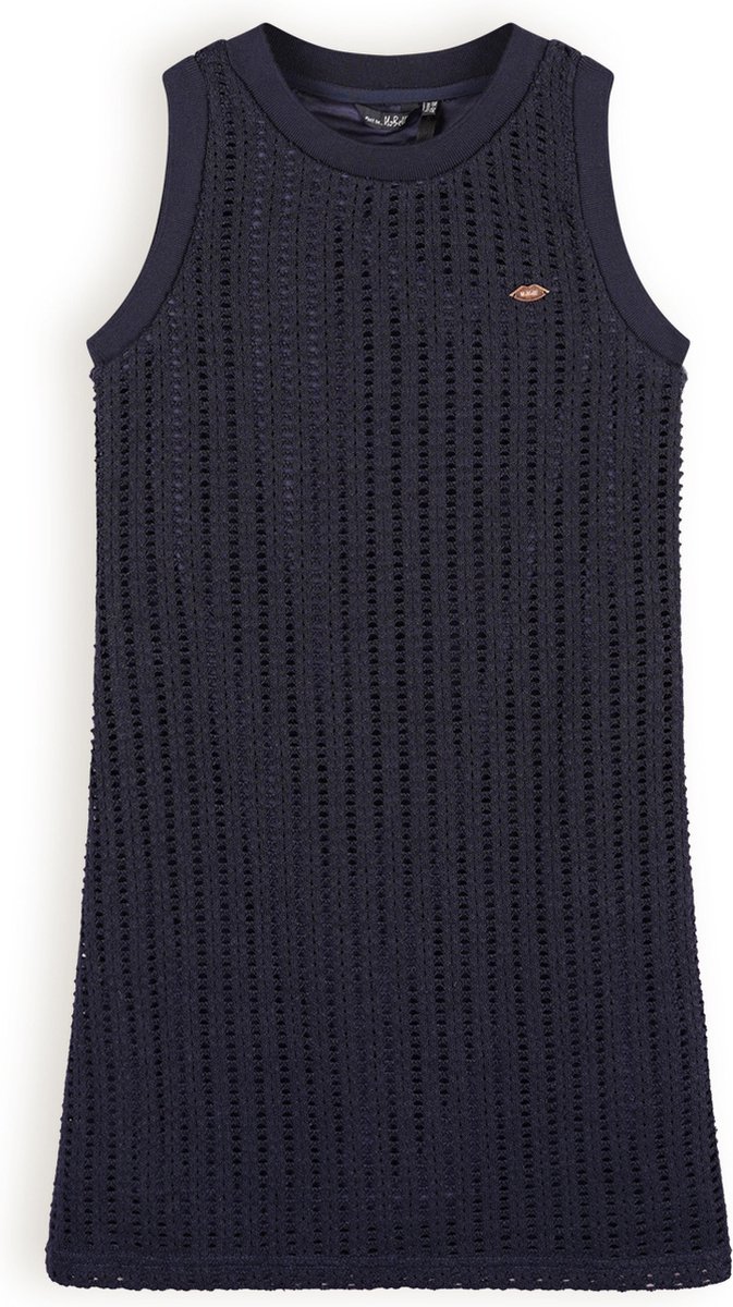 NoBell Meisjes jurk - Matis - Grijs navy blauw