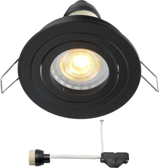 Coblux LED inbouwspot zwart - 4W / rond / dimbaar / Kantelbaar/ 230V / IP20 / downlights / plafondspots / spotjes / inbouwspots / badkamer / woonkamer / keuken / spotlight / GU10 fitting / warmwit