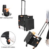 Opvouwbare trolley met wielen, 1,93 m3/50 kg roestvrij staal met hoge capaciteit, robuuste en duurzame intrekbare handgreep, 4 afneembare 360° draaibare wielen voor picknick, reis-opslag, zwart