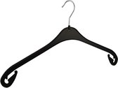 De Kledinghanger Gigant - 60 x Blousehanger / shirthanger NA47 kunststof zwart met rokinkepingen en anti-slip op schouders, 47 cm