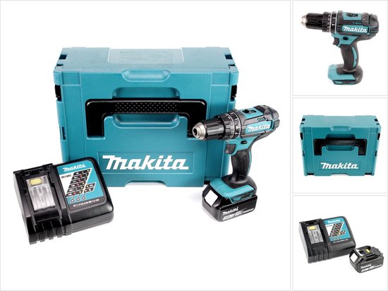 Makita DHP 482 RF1J accu klopboormachine 18V 62Nm + 1x oplaadbare accu 3.0Ah + lader in Makpac