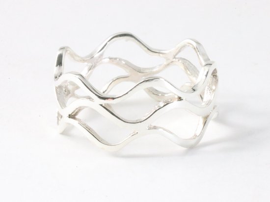 Brede opengewerkte zilveren ring