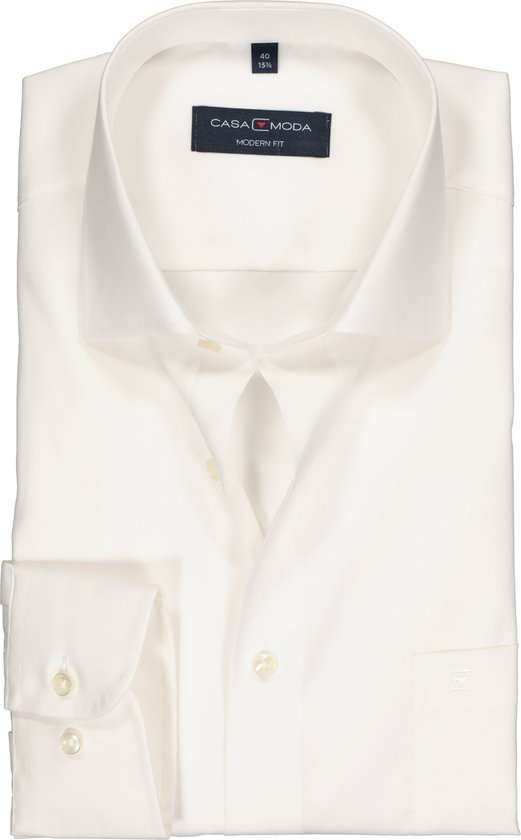 CASA MODA modern fit overhemd - popeline - beige - Strijkvriendelijk - Boordmaat: 47